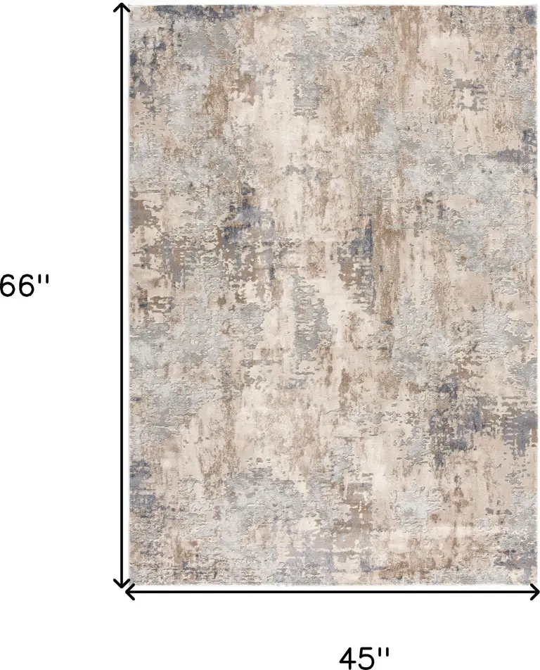 Beige and Ivory Abstract Area Rug Photo 2