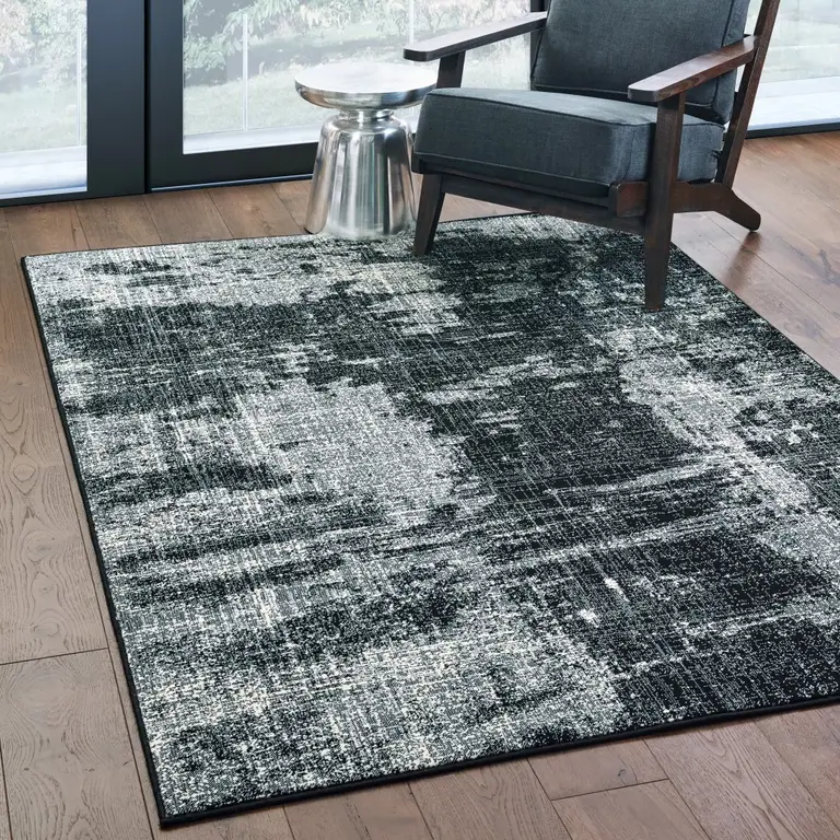 Black Ivory Machine Woven Abstract Indoor Area Rug Photo 3