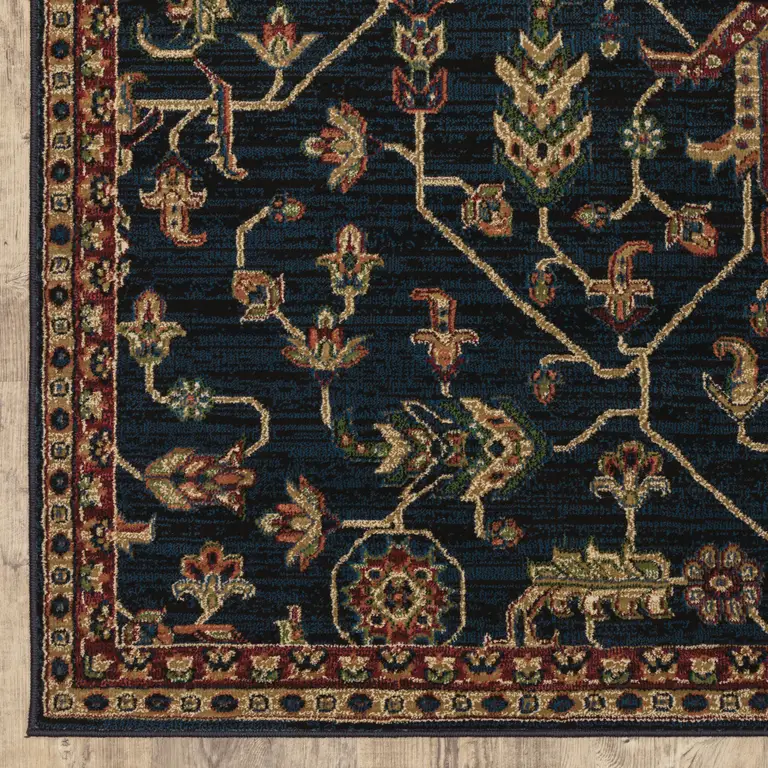 Blue And Red Oriental Power Loom Stain Resistant Area Rug Photo 2