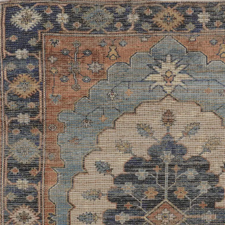 Blue Hand Woven Traditional Medallion Indoor Area Rug Photo 1