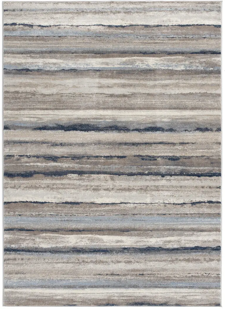 Blue and Beige Distressed Stripes Scatter Rug Photo 2