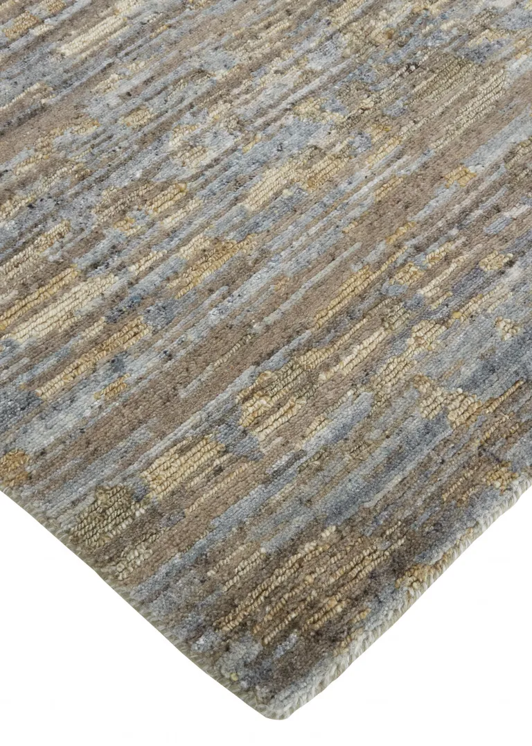Brown And Gray Wool Abstract Hand Knotted Area Rug Photo 3