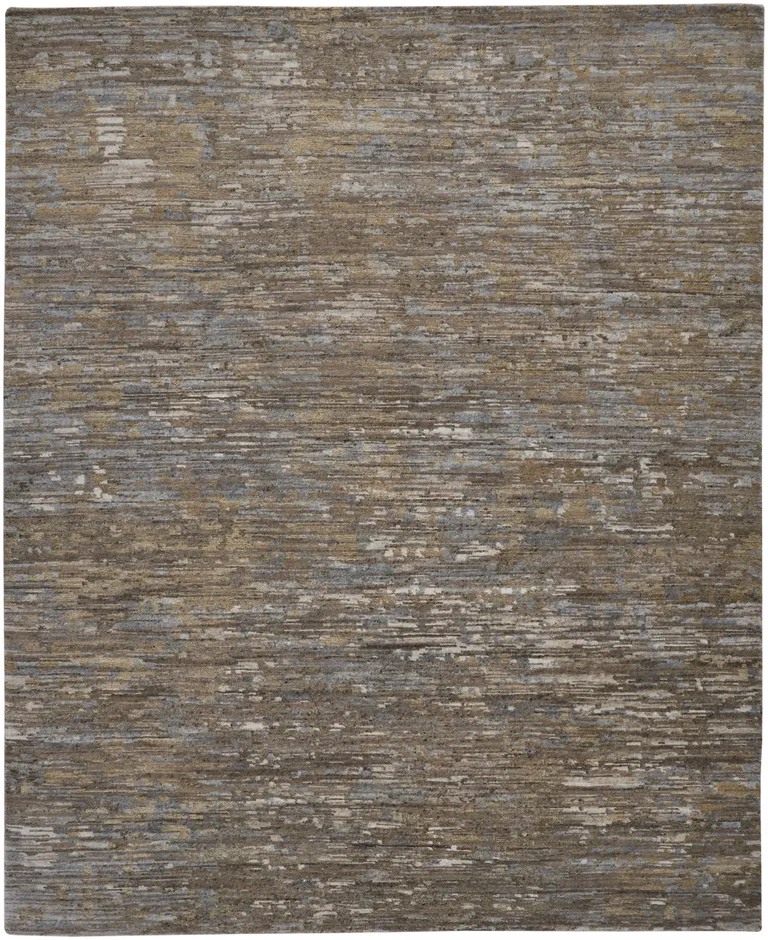 Brown And Gray Wool Abstract Hand Knotted Area Rug Photo 1