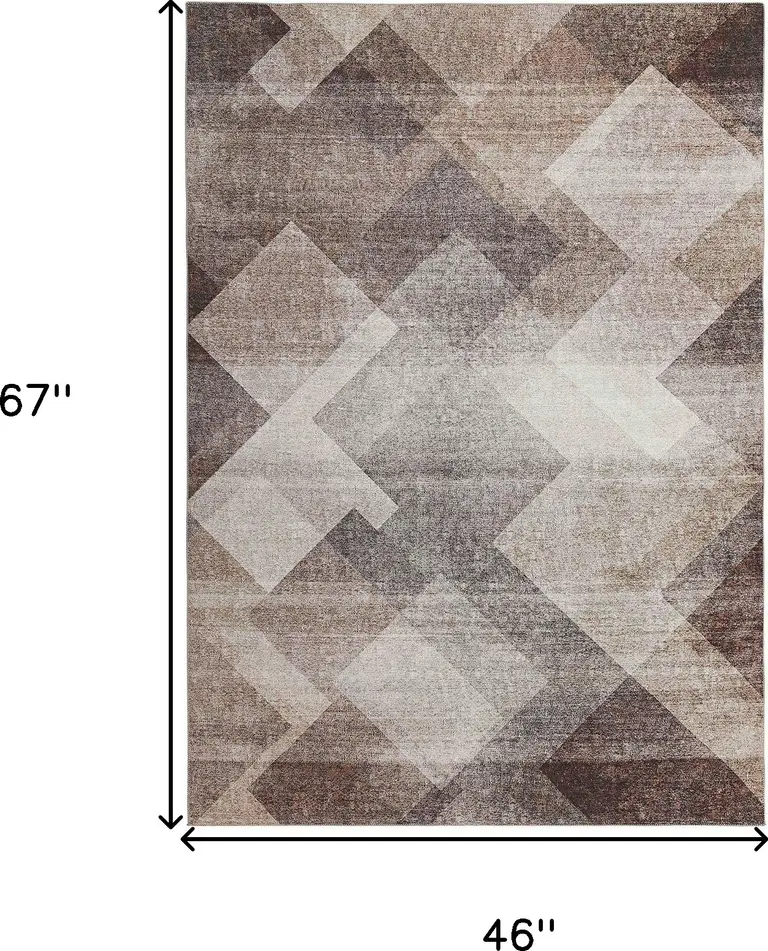 Brown Geometric Stain Resistant Area Rug Photo 4