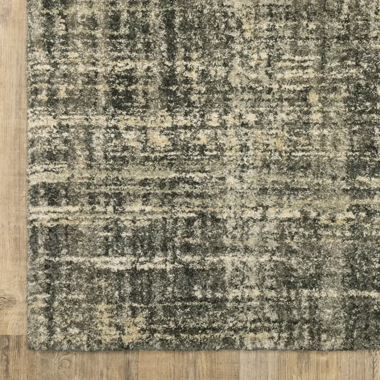 Charcoal Grey Beige And Tan Abstract Power Loom Stain Resistant Area Rug Photo 4