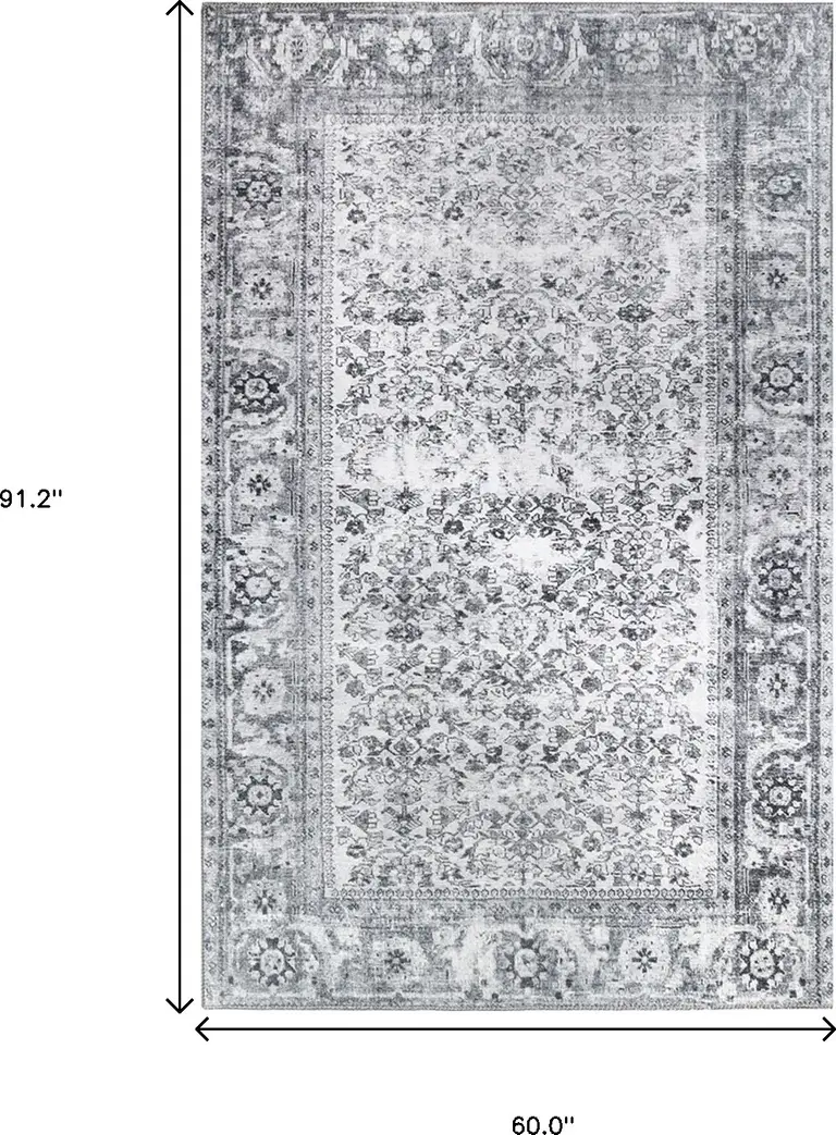 Charcoal Oriental Power Loom Stain Resistant Area Rug Photo 2