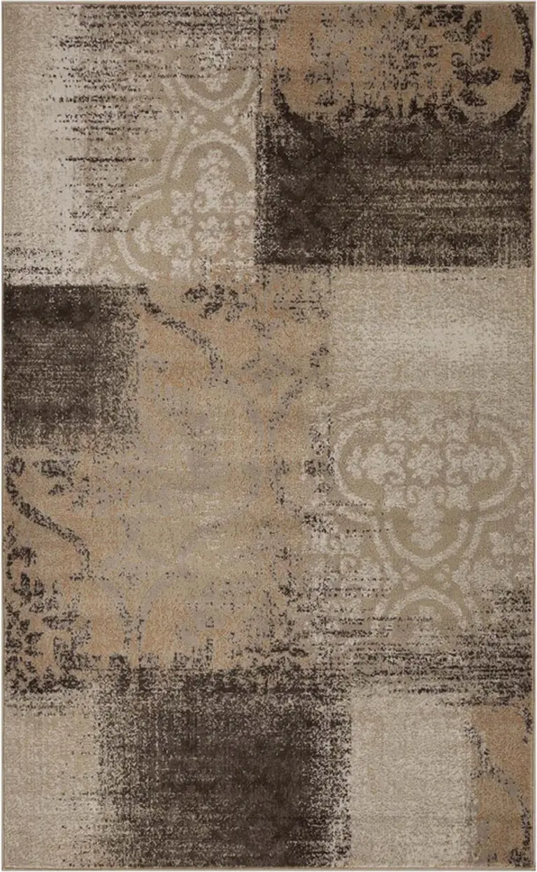 Damask Distressed Stain Resistant Area Rug Photo 1