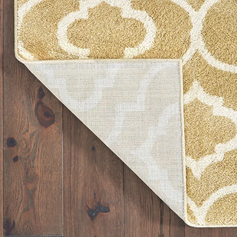 Gold And Ivory Geometric Power Loom Stain Resistant Area Rug Photo 5
