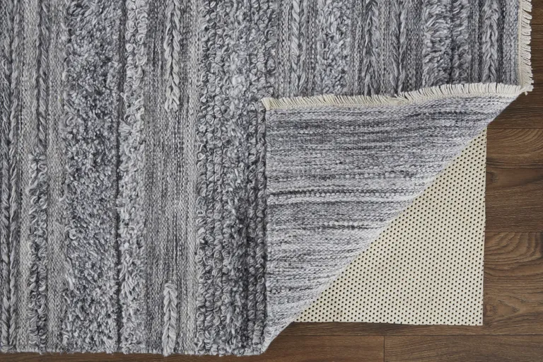 Gray And Ivory Striped Hand Woven Stain Resistant Area Rug Photo 1