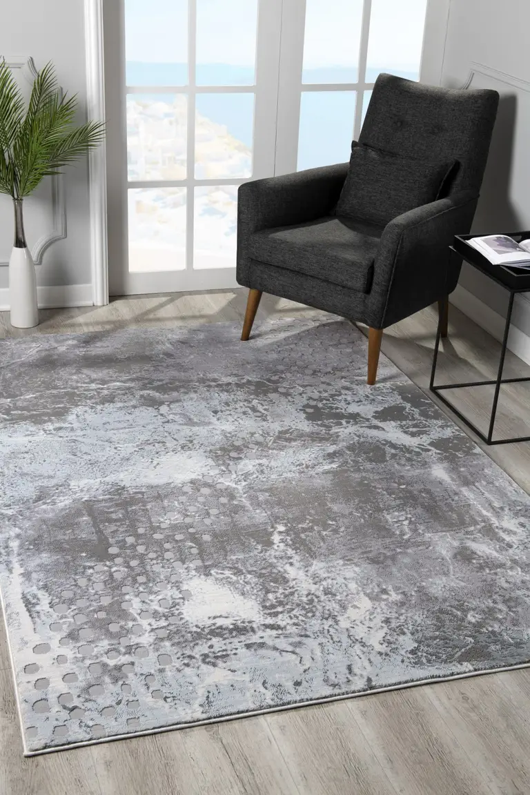 Gray Distressed Abstract Area Rug Photo 4
