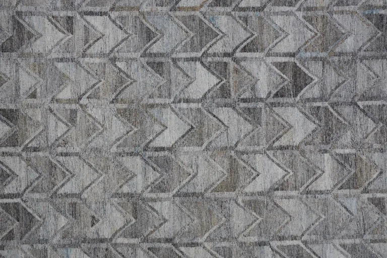 Gray Silver And Taupe Geometric Hand Woven Stain Resistant Area Rug With Fringe Photo 4