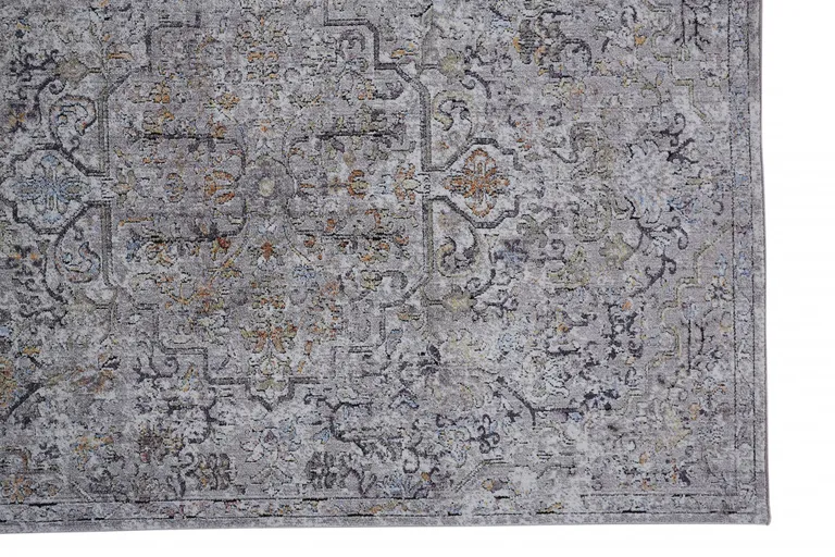 Gray Taupe And Yellow Abstract Stain Resistant Area Rug Photo 4