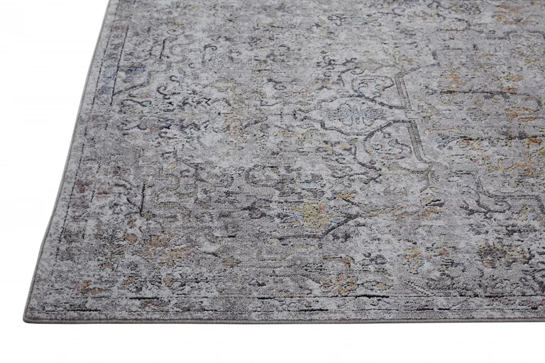 Gray Taupe And Yellow Abstract Stain Resistant Area Rug Photo 3