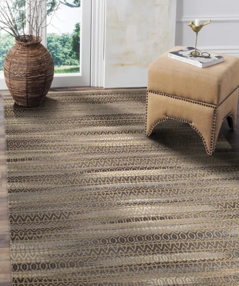 Gray and Tan Striated Runner Rug Photo 4