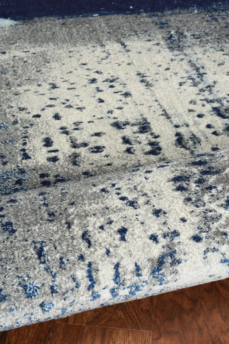 Ice Blue Abstract Brushstrokes Area Rug Photo 2