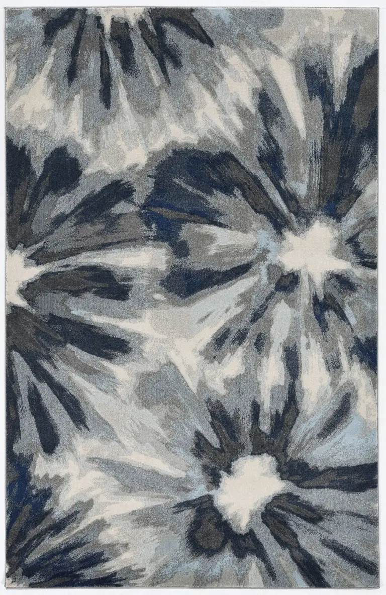 Ivory Blue Machine Woven Oversized Floral Indoor Area Rug Photo 1