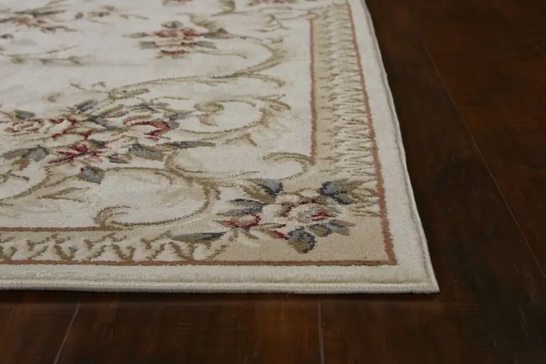 Ivory Bordered Floral Indoor Area Rug Photo 4
