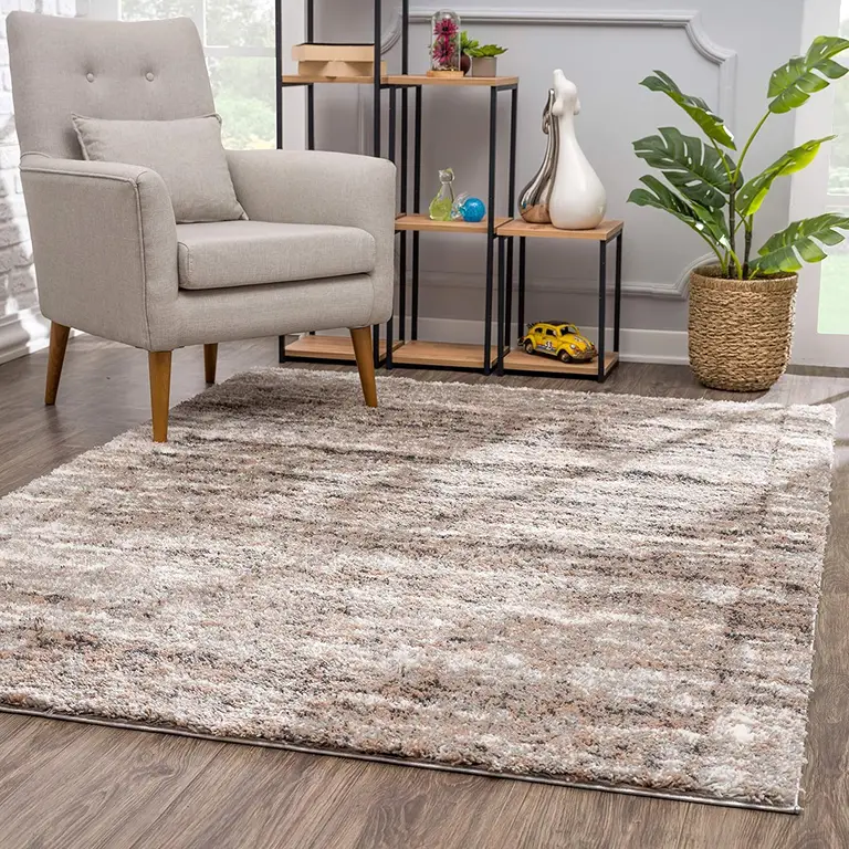 Ivory and Brown Retro Mod Area Rug Photo 3