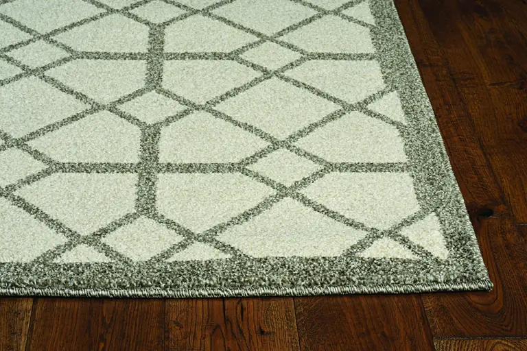 Ivory or Grey Diamond Pattern Accent Rug Photo 1