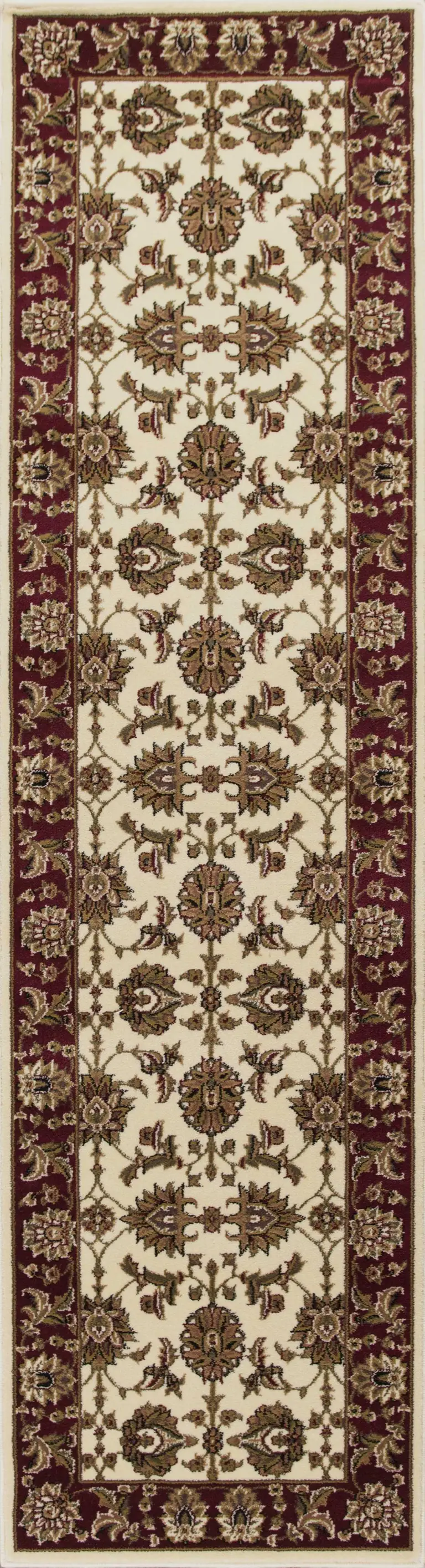 Ivory or Red Classic Bordered Runner Rug Photo 3