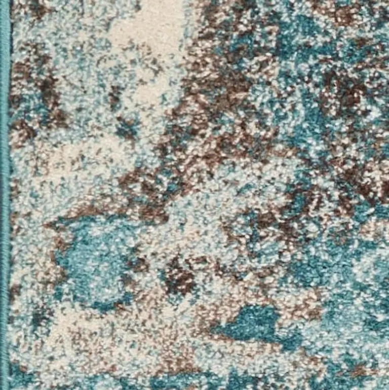 Ivory or Teal Abstract Design Indoor Area Rug Photo 2