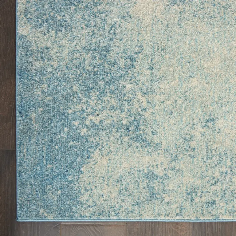 Light Blue and Ivory Abstract Sky Runner Rug Photo 2