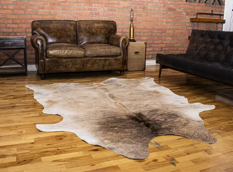Light Taupe and Brown Exotic Cowhide  Rug Photo 4