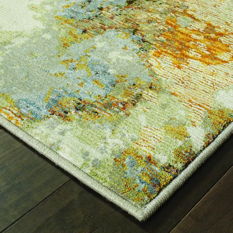 Modern Abstract Gold and Beige Indoor Runner Rug Photo 3