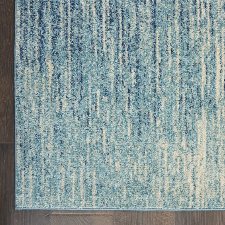 Navy and Light Blue Abstract Runner Rug Photo 2