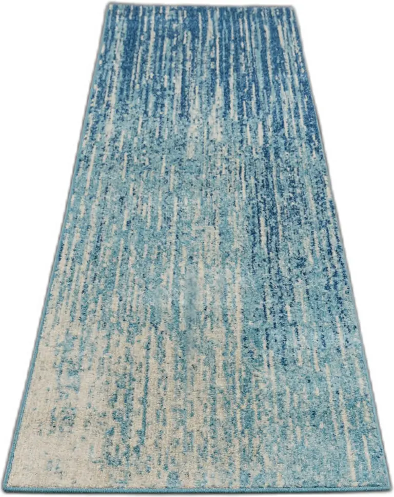 Navy and Light Blue Abstract Runner Rug Photo 5