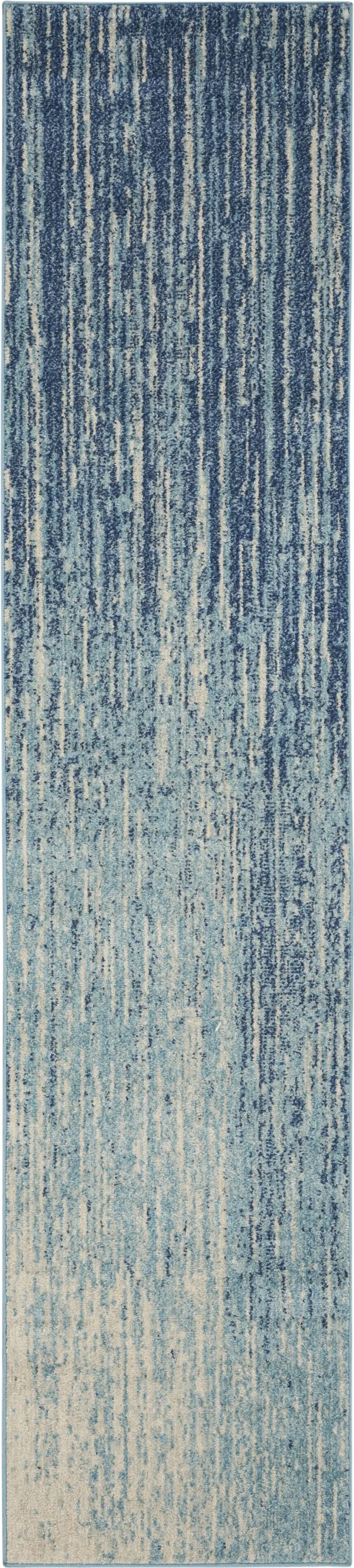Navy and Light Blue Abstract Runner Rug Photo 1
