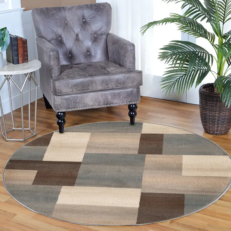 Patchwork Power Loom Stain Resistant Area Rug Photo 2