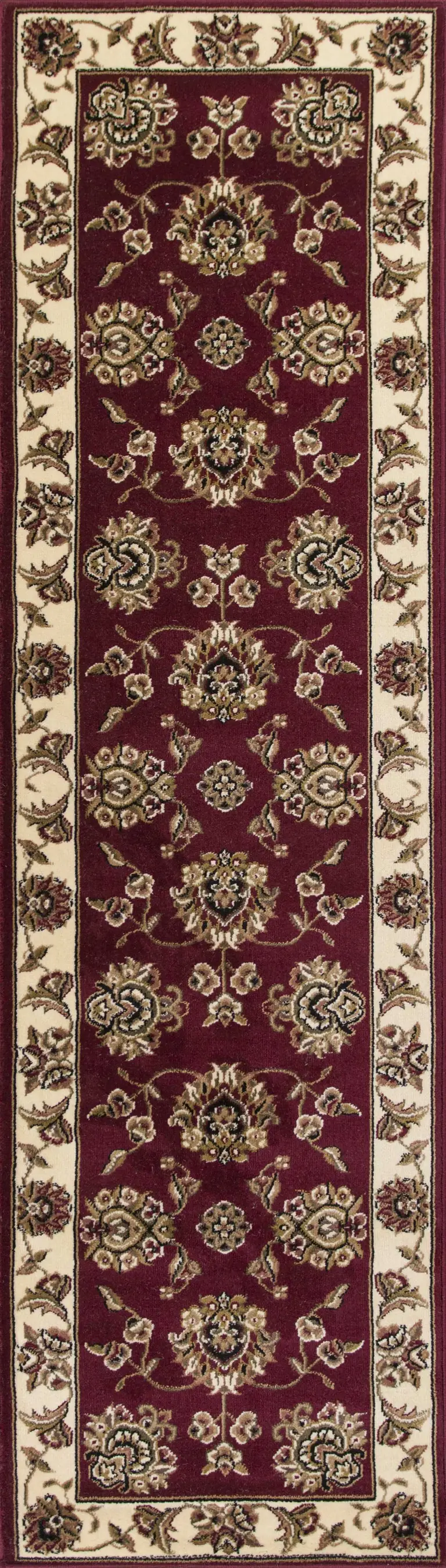 Red Ivory Machine Woven Floral Traditional Indoor Area Rug Photo 4