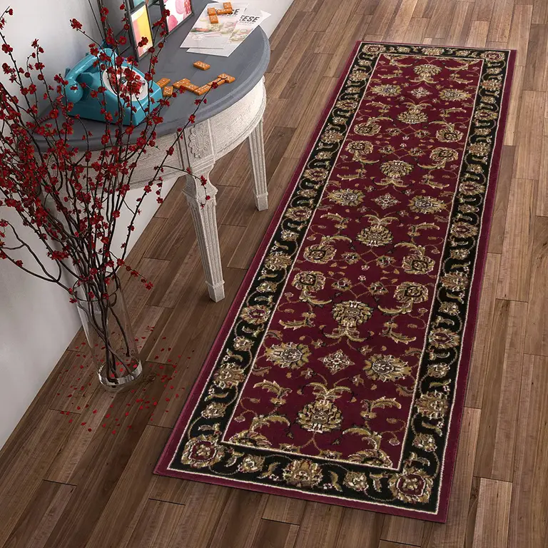 Red or Black Classic Bordered Rug Photo 4