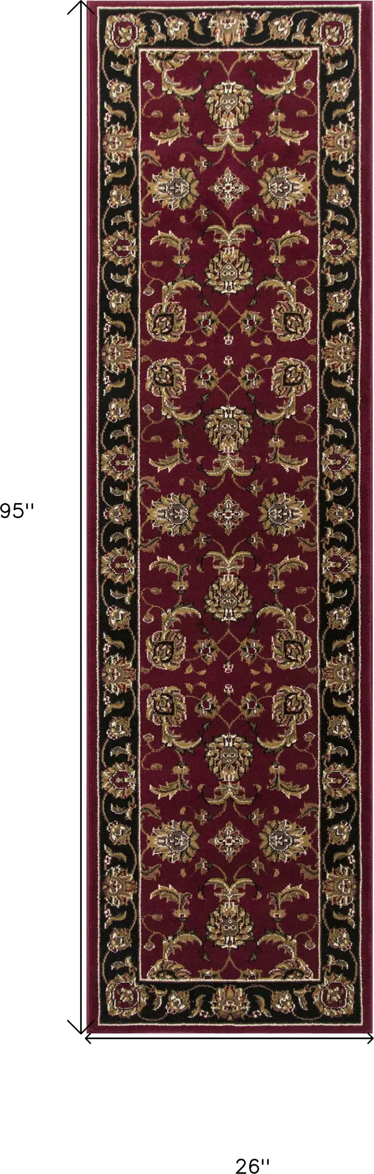 Red or Black Classic Bordered Rug Photo 5