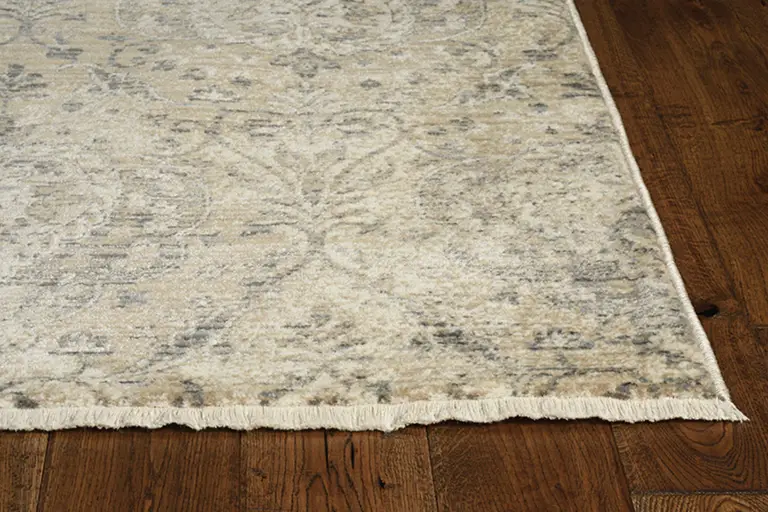 Sand Grey Machine Woven Distressed Vintage Traditional Indoor Area Rug Photo 2