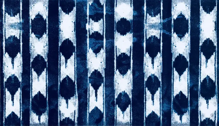 Shades of Blue Abstract Stripes Washable Floor Mat Photo 3