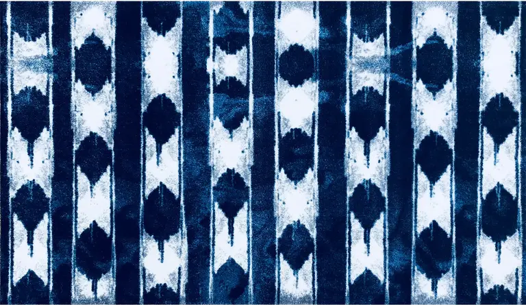 Shades of Blue Abstract Stripes Washable Floor Mat Photo 1