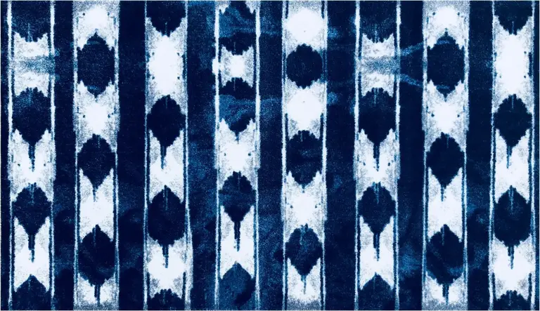 Shades of Blue Abstract Stripes Washable Floor Mat Photo 2