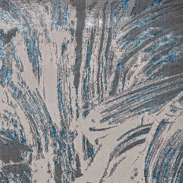 Silver or Blue Abstract Brushstrokes Area Rug Photo 2