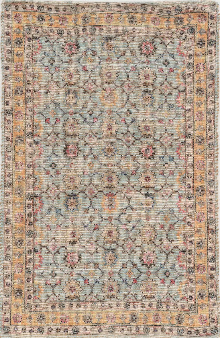 Spa Green Hand Woven Floral Indoor Accent Rug Photo 1