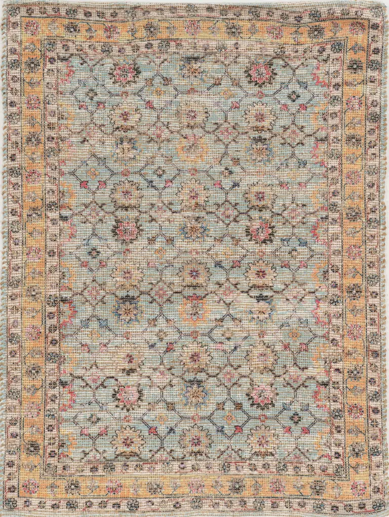 Spa Green Hand Woven Floral Indoor Accent Rug Photo 2