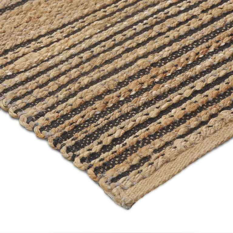 Tan and Black Eclectic Striped Area Rug Photo 4