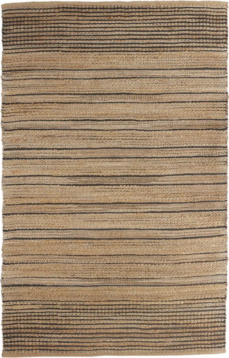 Tan and Black Eclectic Striped Area Rug Photo 1