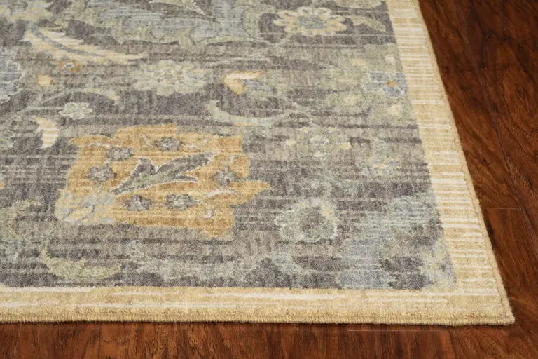 Taupe Machine Woven Vintage Floral Traditional Indoor Accent Rug Photo 3