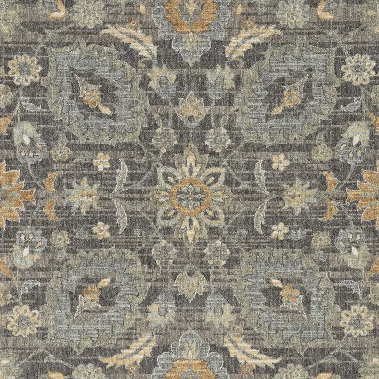Taupe Machine Woven Vintage Floral Traditional Indoor Accent Rug Photo 2