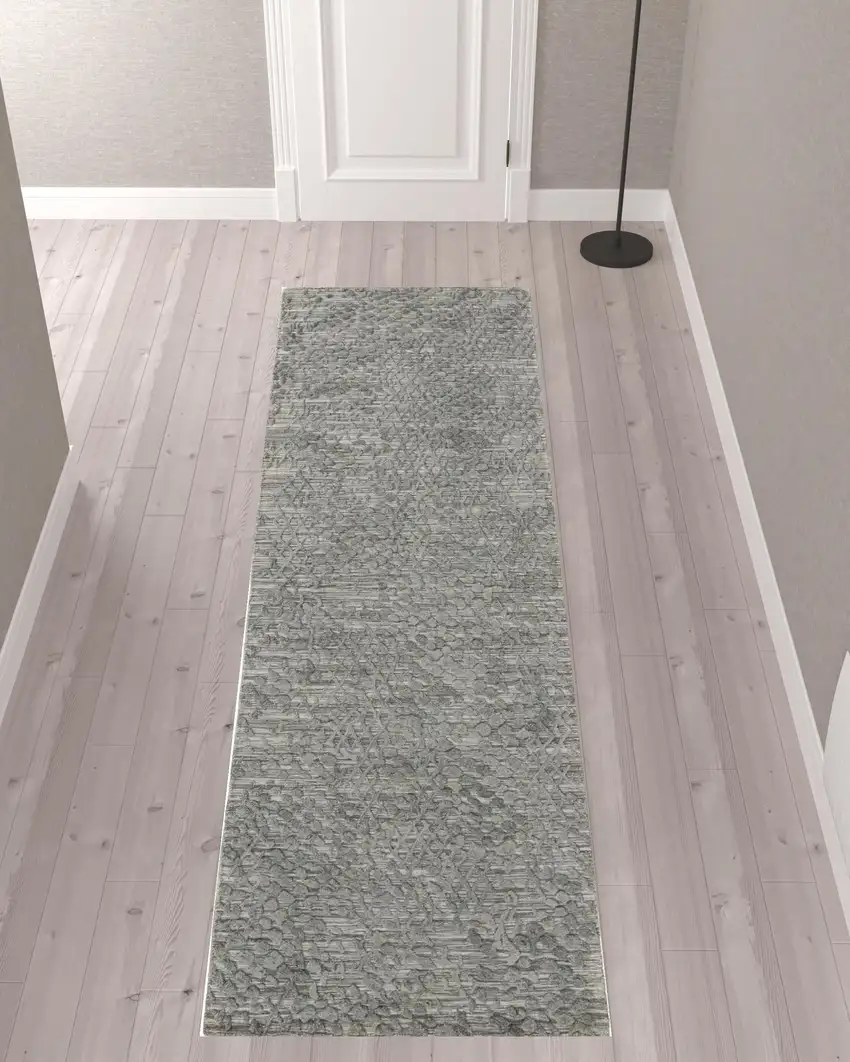 10' Abstract Hand Woven Runner Rug Photo 2