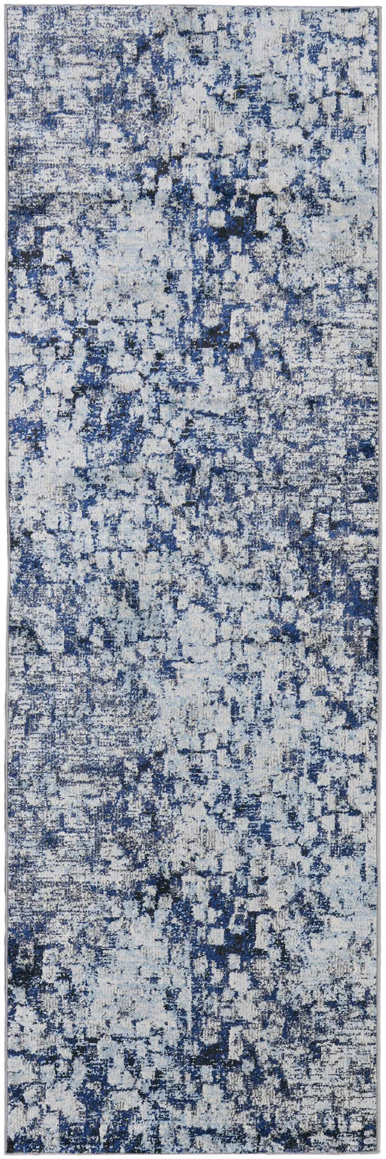 10' Abstract Power Loom Distressed Runner Rug Photo 1