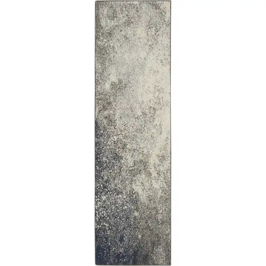 10' Black Abstract Power Loom Runner Rug Photo 2