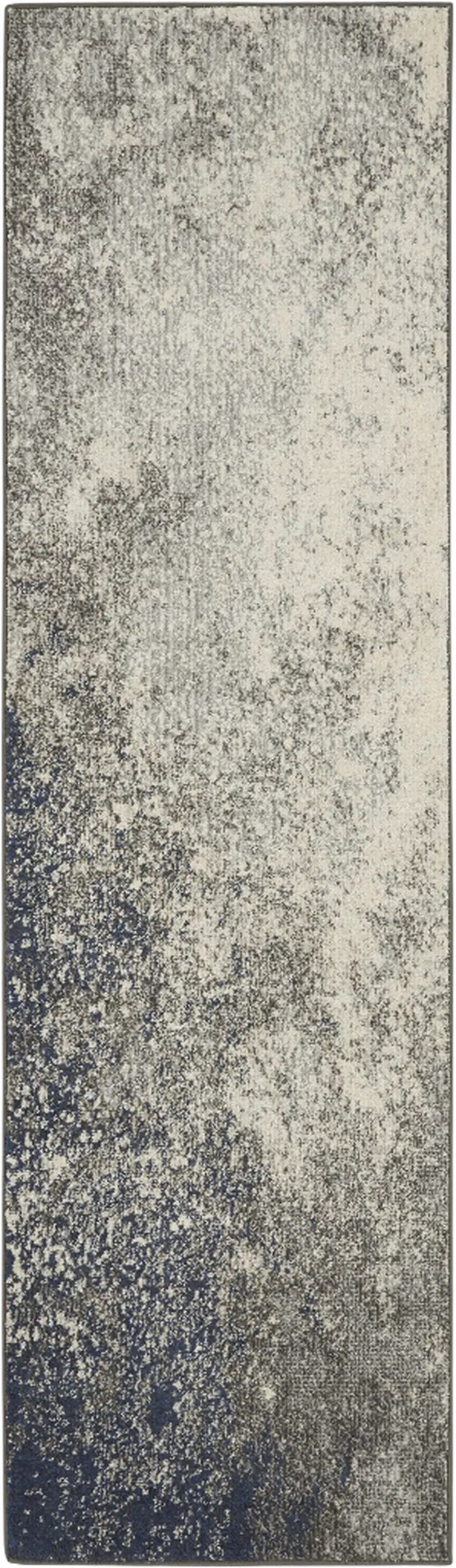 10' Black Abstract Power Loom Runner Rug Photo 2